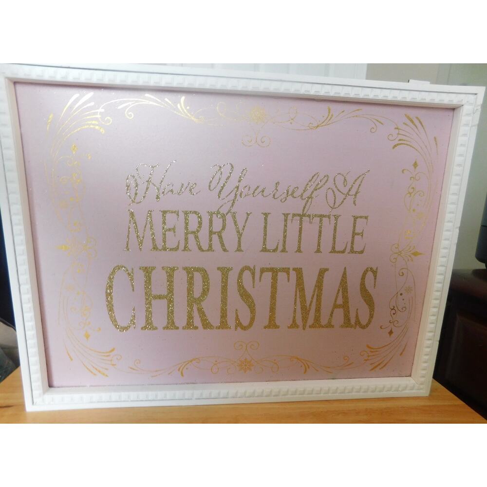 "Have Yourself A Merry Little Christmas" Pink Wall Sign New